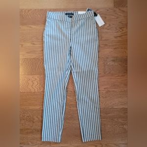Striped Slim Ankle Pants - White & Black